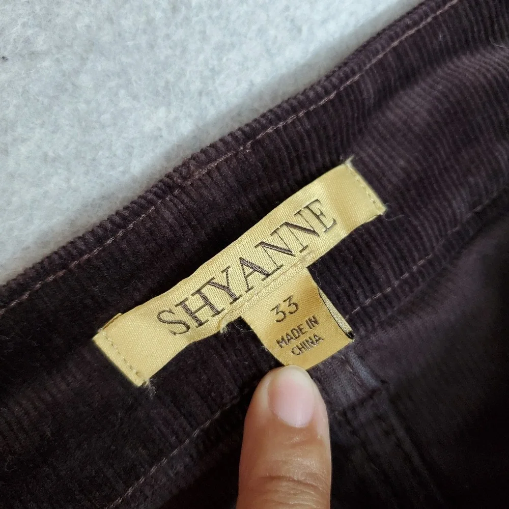 Skayne Women Skirt 33 Brown Corduroy Button Pencil & Straight